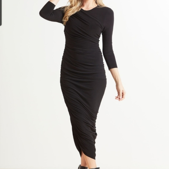 LONG SLEEVE DIANA GOWNLONG SLEEVESSHIRRED SIDESASYMMETRICAL HEMFOR EASY FIT - Picture 1 of 6